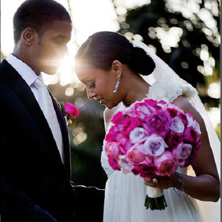 Cory Hardrict  and his wife  Tia Mowry in their marriage cereomny.