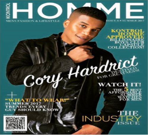 Cory Hardrict as a cover model on the front page of magazine