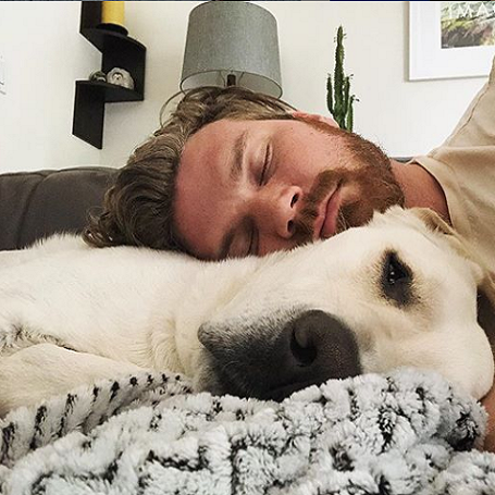 Derek Theler with his lovely Dog. 