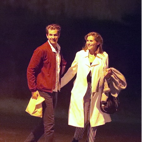 Susie Abromeit and Andrew Garfield spotted on a beach. 