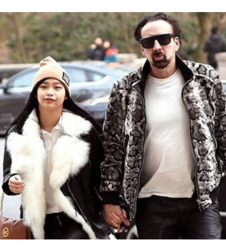 Riko Shibata with her husband, Nicolas Cage