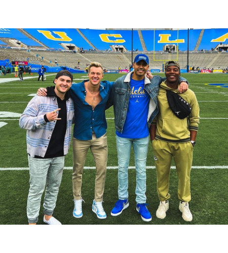 Hunter Clowdus with his friends attending a game