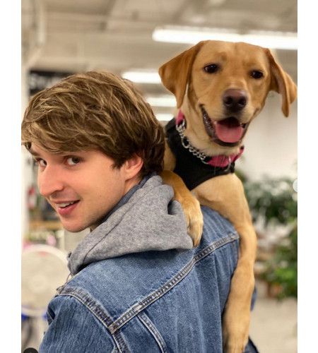 Grayson Maxwell Gurnsey with his pet dog